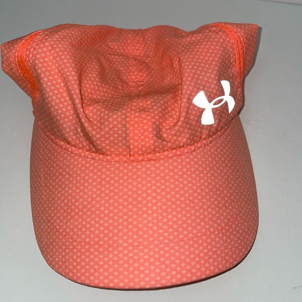 Under Amour Girls Youth Orange White Pink Polka Dots Running Baseball Cap Hat